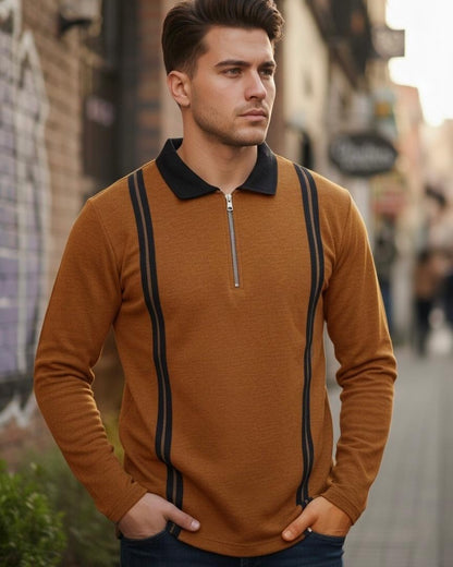 Stripe Collar Sweatshirt – Fleece