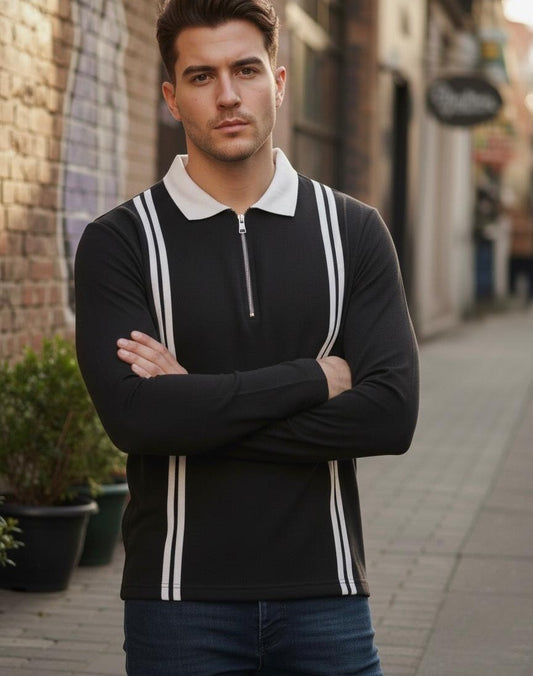 Stripe Collar Sweatshirt – Fleece